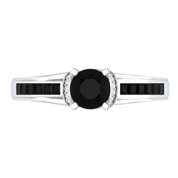 New 925 Silver Round Cut black Sapphire Ring - Picture 2 of 2